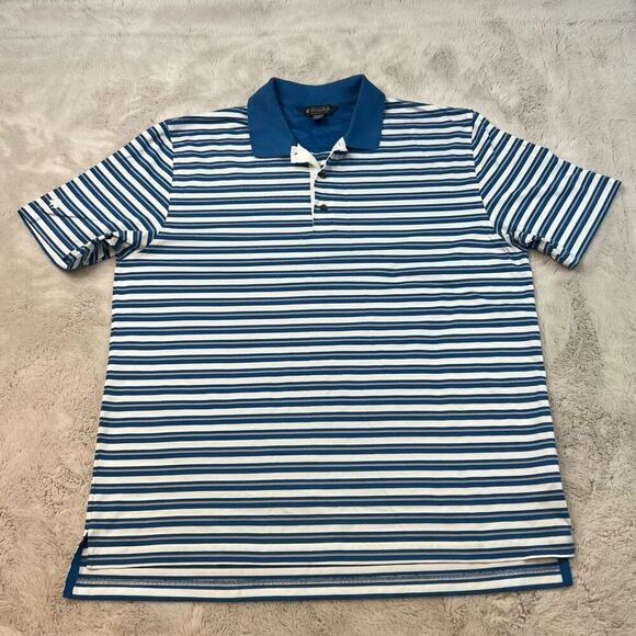 Brooks Brothers Polo Shirt Mens Size XL Mercerized Cotton Blue Stripe Cotton - Picture 5 of 8
